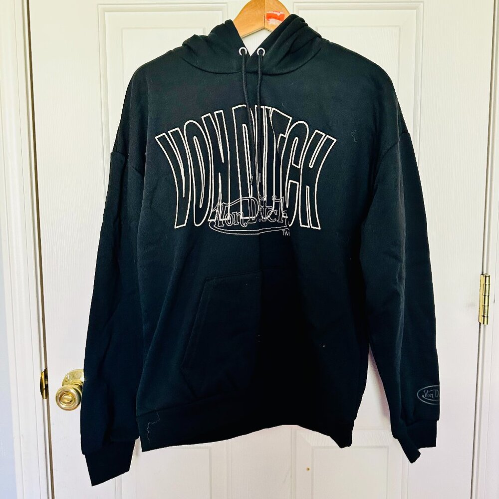 VON DUTCH BLACK LONG SLEEVE PULLOVER SWEATSHIRT HOODIE MEDIUM UNISEX